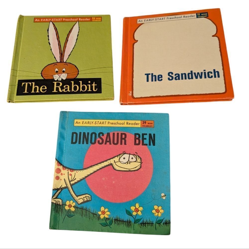 Vintage 60s Dinosaur Ben, The Rabbit, The Sandwich preschool‎ books MCM